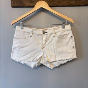 Roxy Low Rise Frayed Hem White Jean Shorts size 27